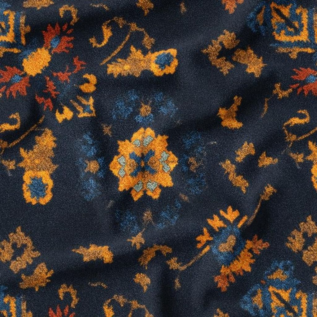 خرید انلاین پارچه مخمل روبالشی پارچه باما طرح سه بعدی فرش ایرانی کد 5014649