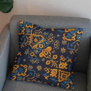 خرید انلاین پارچه مخمل روبالشی پارچه باما طرح سه بعدی فرش ایرانی کد 5014650