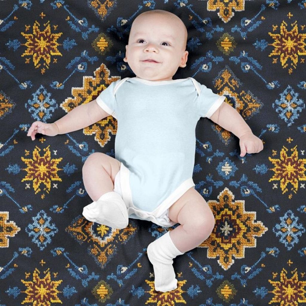 فروش اینترنتی پارچه مخمل روبالشی پارچه باما طرح سه بعدی فرش ایرانی کد 5014652