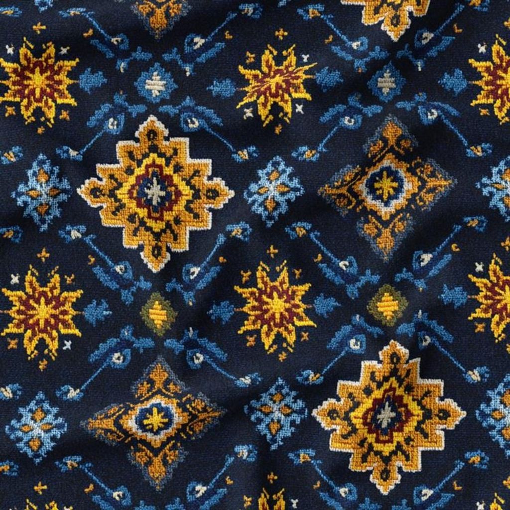 خرید اینترنتی پارچه مخمل روبالشی پارچه باما طرح سه بعدی فرش ایرانی کد 5014652