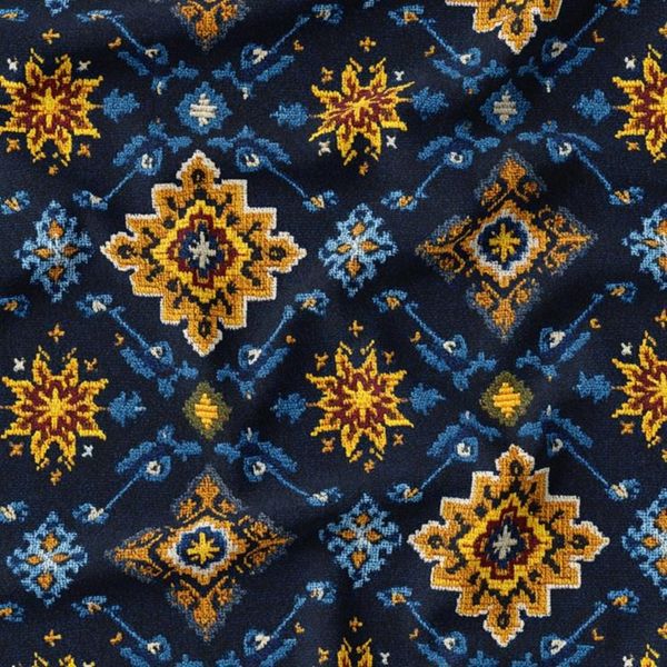 پارچه مخمل روبالشی پارچه باما طرح سه بعدی فرش ایرانی کد 5014652