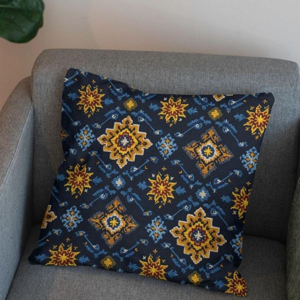 پارچه مخمل روبالشی پارچه باما طرح سه بعدی فرش ایرانی کد 5014652