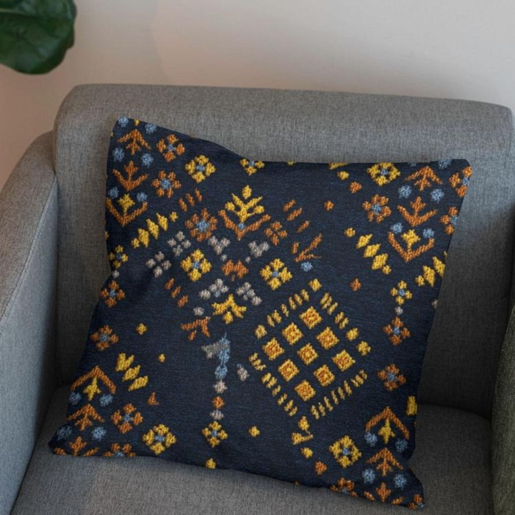 فروش اینترنتی پارچه مخمل روبالشی پارچه باما طرح سه بعدی فرش ایرانی کد 5014654