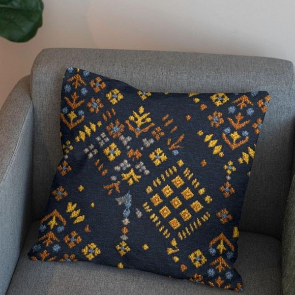 پارچه مخمل روبالشی پارچه باما طرح سه بعدی فرش ایرانی کد 5014654