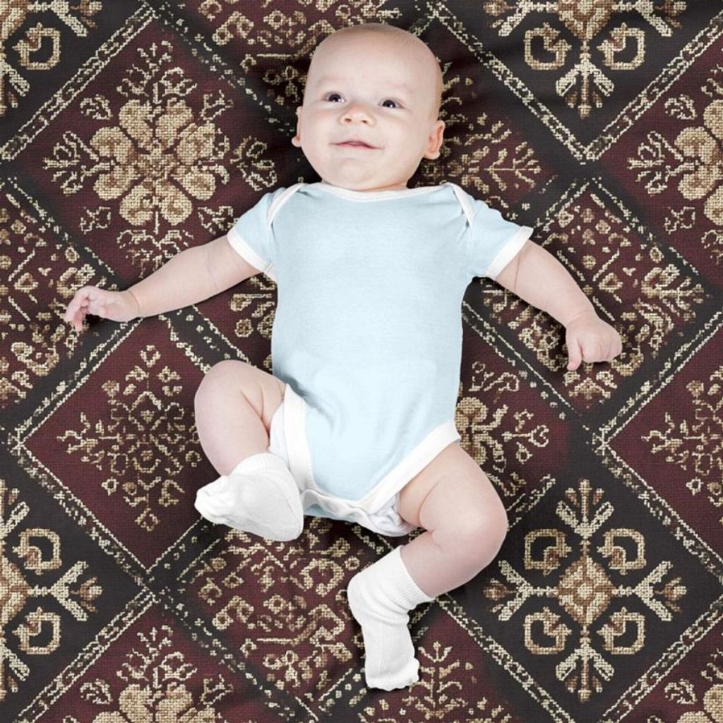 فروش اینترنتی پارچه مخمل روبالشی پارچه باما طرح سه بعدی فرش ایرانی کد 5014656