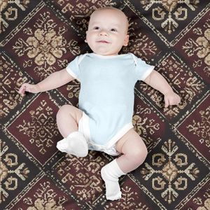 فروش اینترنتی پارچه مخمل روبالشی پارچه باما طرح سه بعدی فرش ایرانی کد 5014656