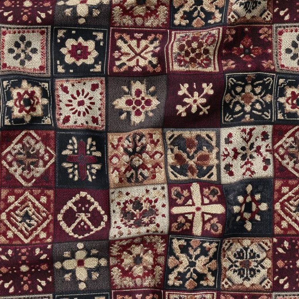 مشخصات پارچه مخمل روبالشی پارچه باما طرح سه بعدی فرش ایرانی کد 5014657