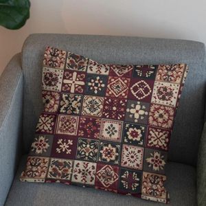 فروش اینترنتی پارچه مخمل روبالشی پارچه باما طرح سه بعدی فرش ایرانی کد 5014657