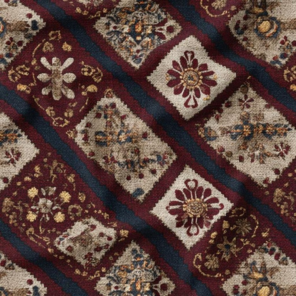 قیمت پارچه مخمل روبالشی پارچه باما طرح سه بعدی فرش ایرانی کد 5014658