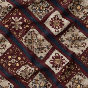 پارچه مخمل روبالشی پارچه باما طرح سه بعدی فرش ایرانی کد 5014658