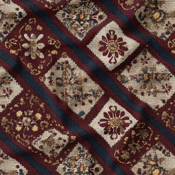 پارچه مخمل روبالشی پارچه باما طرح سه بعدی فرش ایرانی کد 5014658