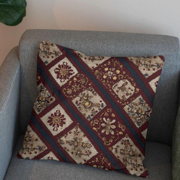 پارچه مخمل روبالشی پارچه باما طرح سه بعدی فرش ایرانی کد 5014658