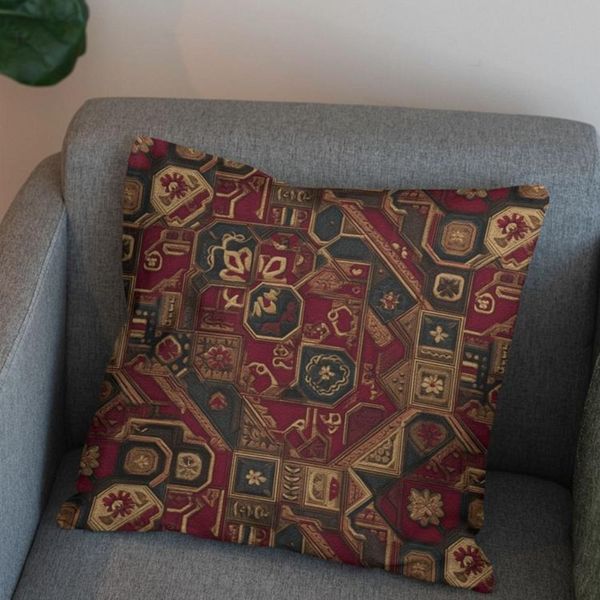 پارچه مخمل روبالشی پارچه باما طرح سه بعدی فرش ایرانی کد 5014659