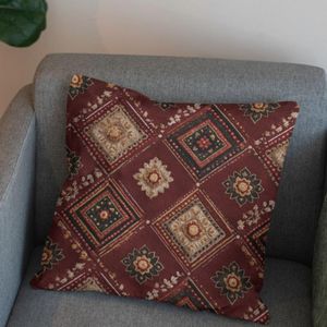 قیمت ارزان پارچه مخمل روبالشی پارچه باما طرح سه بعدی فرش ایرانی کد 5014661