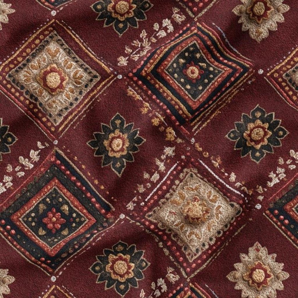 مشخصات پارچه مخمل روبالشی پارچه باما طرح سه بعدی فرش ایرانی کد 5014661