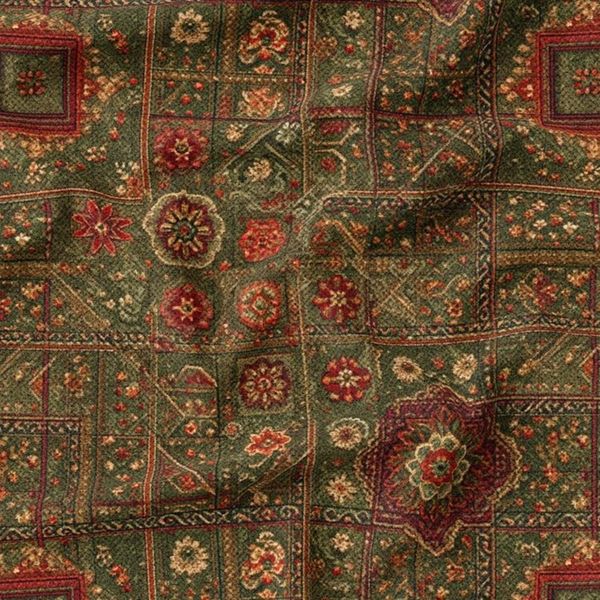 پارچه مخمل روبالشی پارچه باما طرح سه بعدی فرش ایرانی کد 5014664