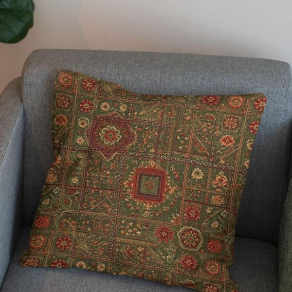 پارچه مخمل روبالشی پارچه باما طرح سه بعدی فرش ایرانی کد 5014664