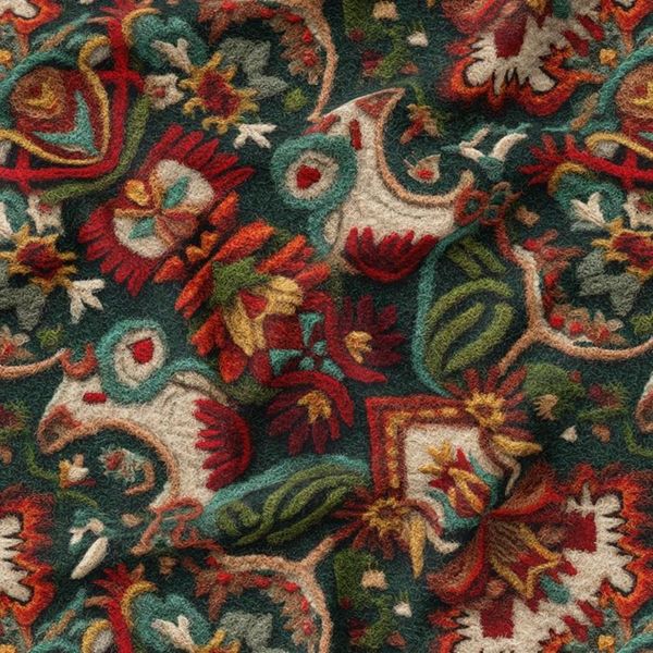 پارچه مخمل روبالشی پارچه باما طرح سه بعدی فرش ایرانی کد 5014665