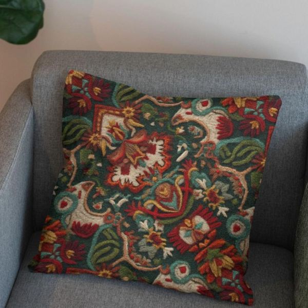 پارچه مخمل روبالشی پارچه باما طرح سه بعدی فرش ایرانی کد 5014665