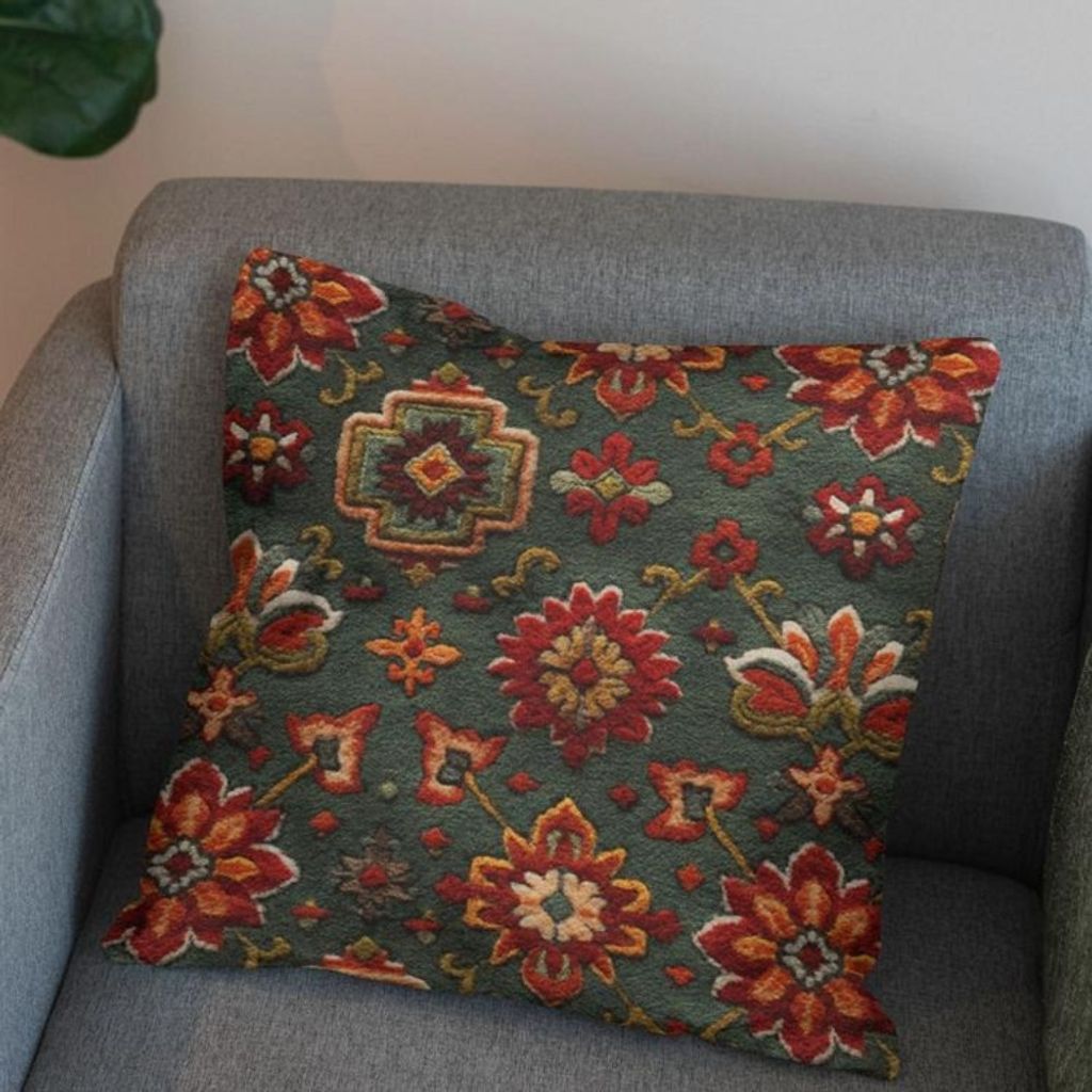 قیمت پارچه مخمل روبالشی پارچه باما طرح سه بعدی فرش ایرانی کد 5014666