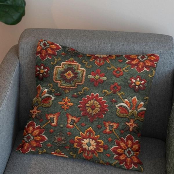 پارچه مخمل روبالشی پارچه باما طرح سه بعدی فرش ایرانی کد 5014666