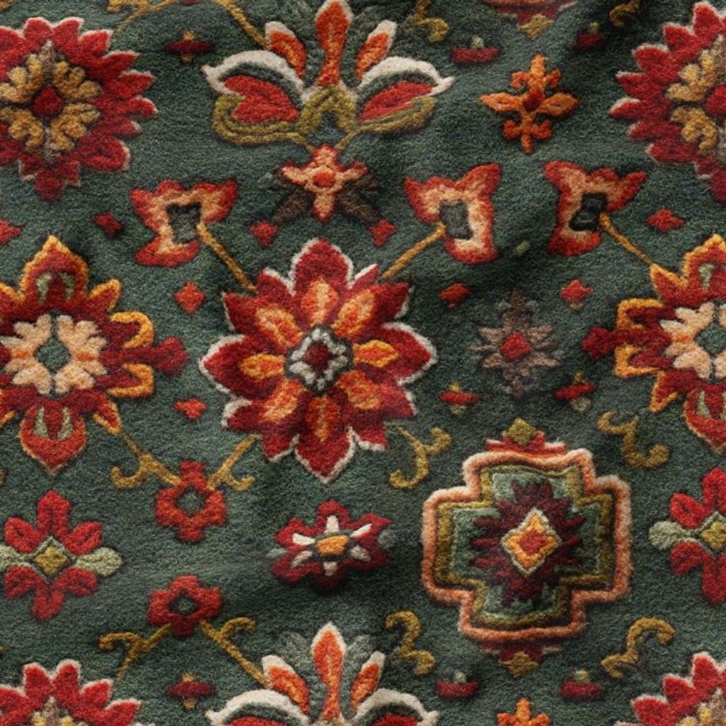 خرید اینترنتی پارچه مخمل روبالشی پارچه باما طرح سه بعدی فرش ایرانی کد 5014666