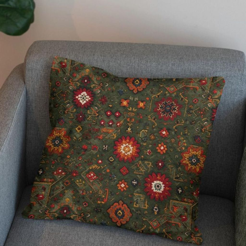 فروش اینترنتی پارچه مخمل روبالشی پارچه باما طرح سه بعدی فرش ایرانی کد 5014667