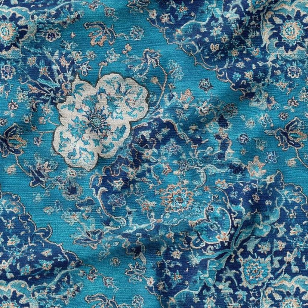 خرید انلاین پارچه مخمل روبالشی پارچه باما طرح سه بعدی فرش ایرانی کد 5014669