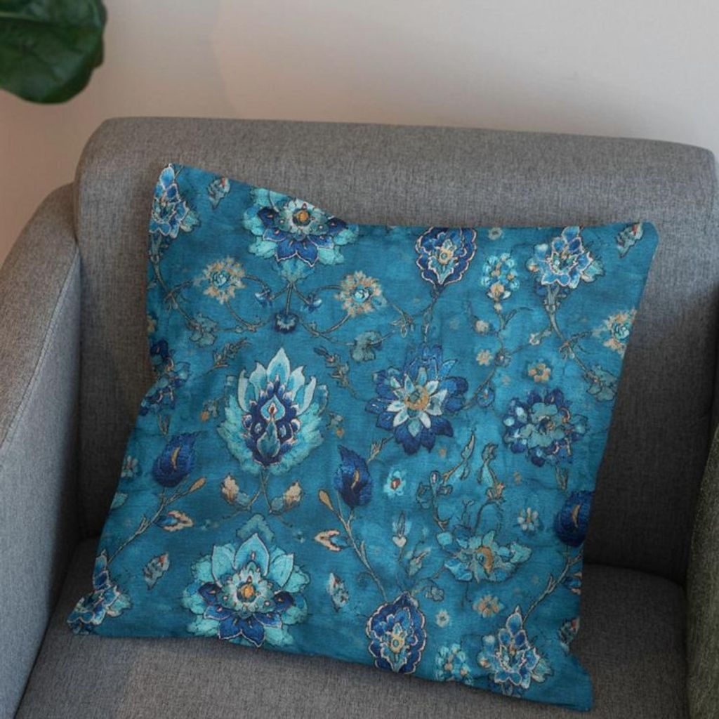 خرید آنلاین پارچه مخمل روبالشی پارچه باما طرح سه بعدی فرش ایرانی کد 5014670