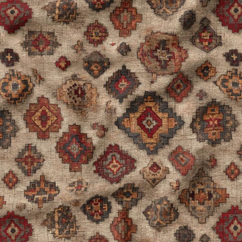 خرید انلاین پارچه مخمل روبالشی پارچه باما طرح سه بعدی فرش ایرانی کد 5014673