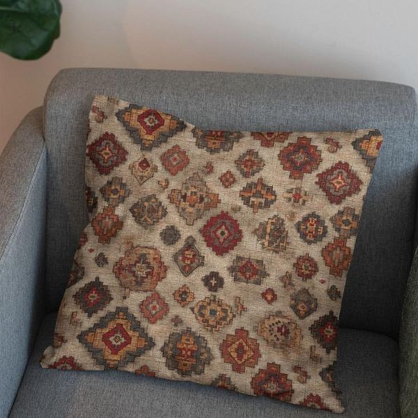 پارچه مخمل روبالشی پارچه باما طرح سه بعدی فرش ایرانی کد 5014673