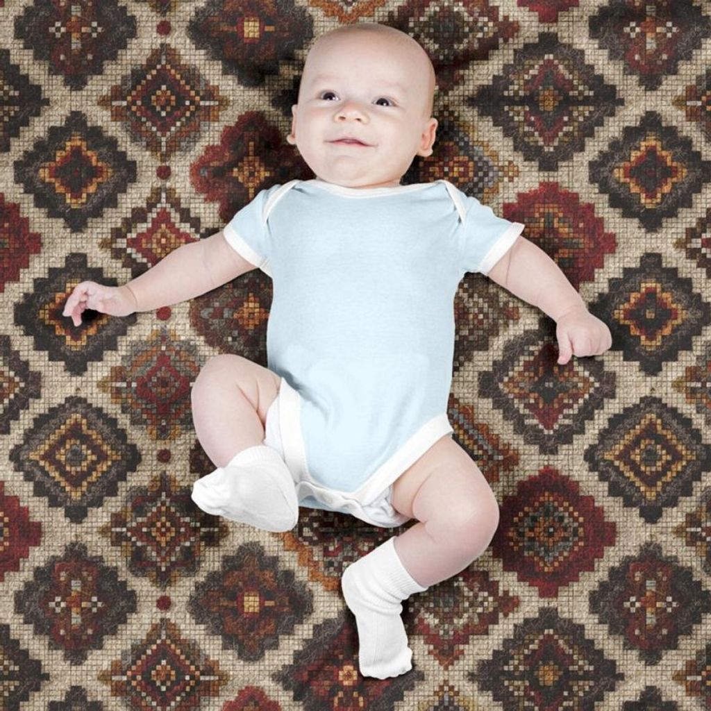 فروش اینترنتی پارچه مخمل روبالشی پارچه باما طرح سه بعدی فرش ایرانی کد 5014675