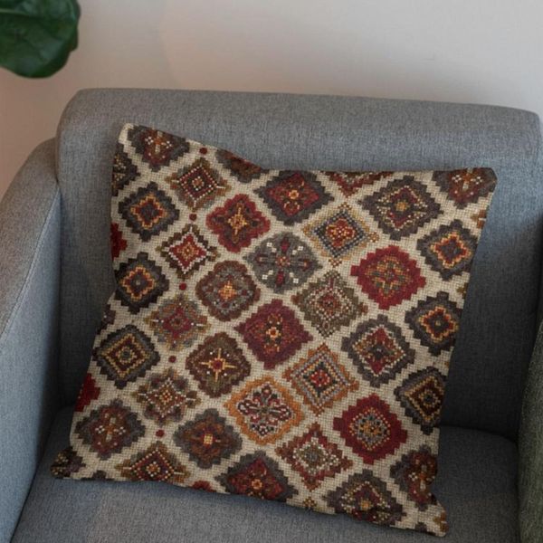 پارچه مخمل روبالشی پارچه باما طرح سه بعدی فرش ایرانی کد 5014675