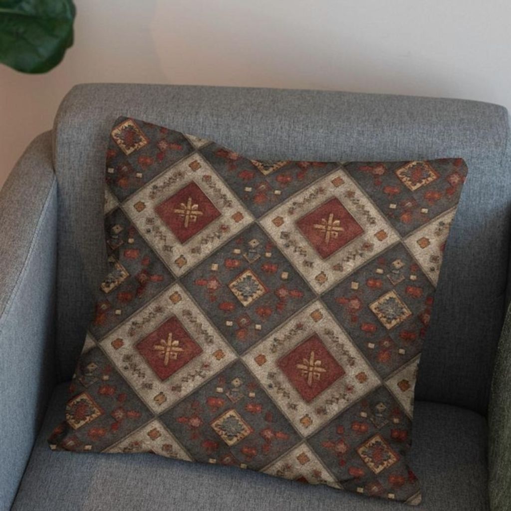 مشخصات پارچه مخمل روبالشی پارچه باما طرح سه بعدی فرش ایرانی کد 5014676