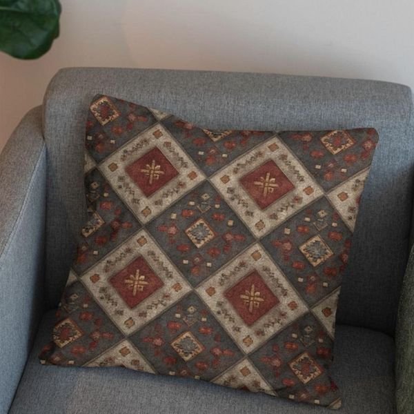 پارچه مخمل روبالشی پارچه باما طرح سه بعدی فرش ایرانی کد 5014676