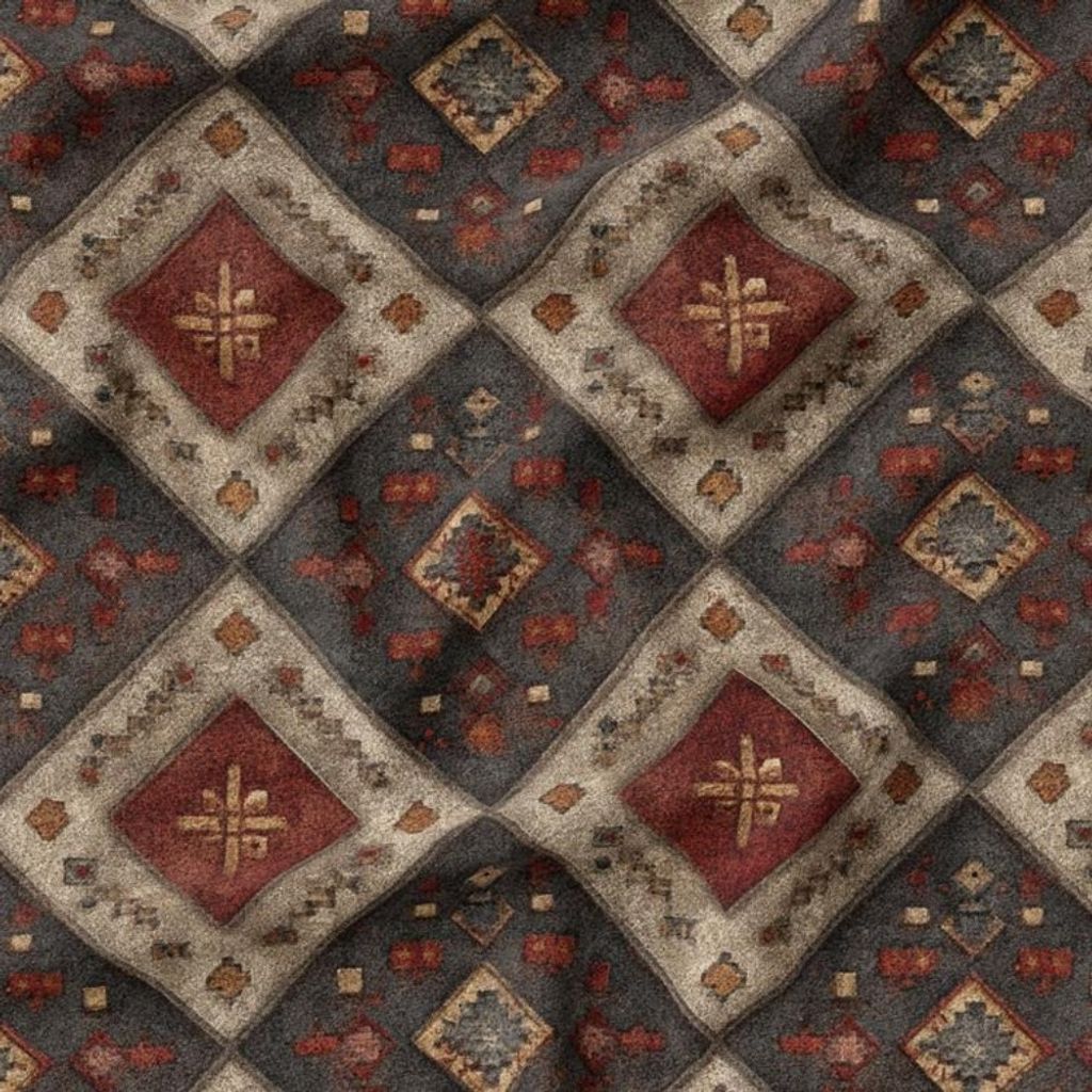 خرید اینترنتی پارچه مخمل روبالشی پارچه باما طرح سه بعدی فرش ایرانی کد 5014676