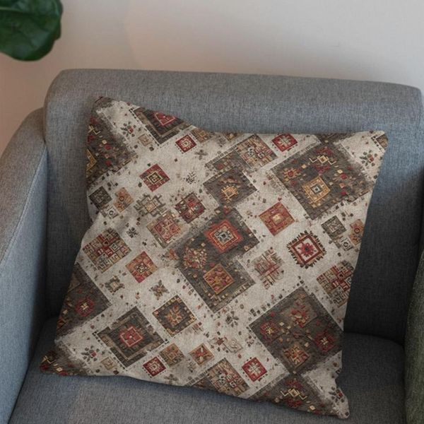 پارچه مخمل روبالشی پارچه باما طرح سه بعدی فرش ایرانی کد 5014677