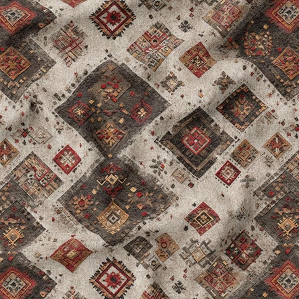 خرید انلاین پارچه مخمل روبالشی پارچه باما طرح سه بعدی فرش ایرانی کد 5014677