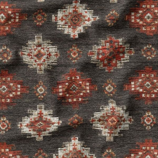 پارچه مخمل روبالشی پارچه باما طرح سه بعدی فرش ایرانی کد 5014678