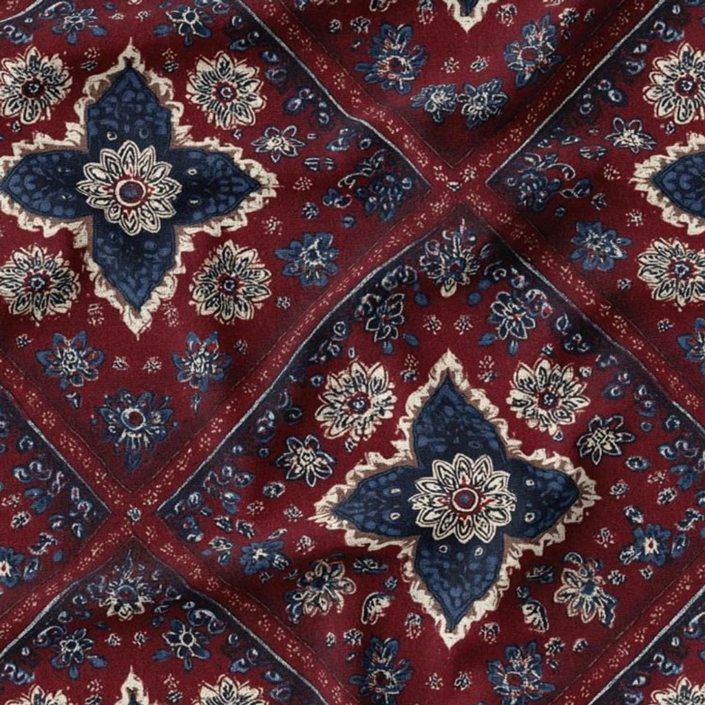 خرید اینترنتی پارچه مخمل روبالشی پارچه باما طرح سه بعدی فرش ایرانی کد 5014679