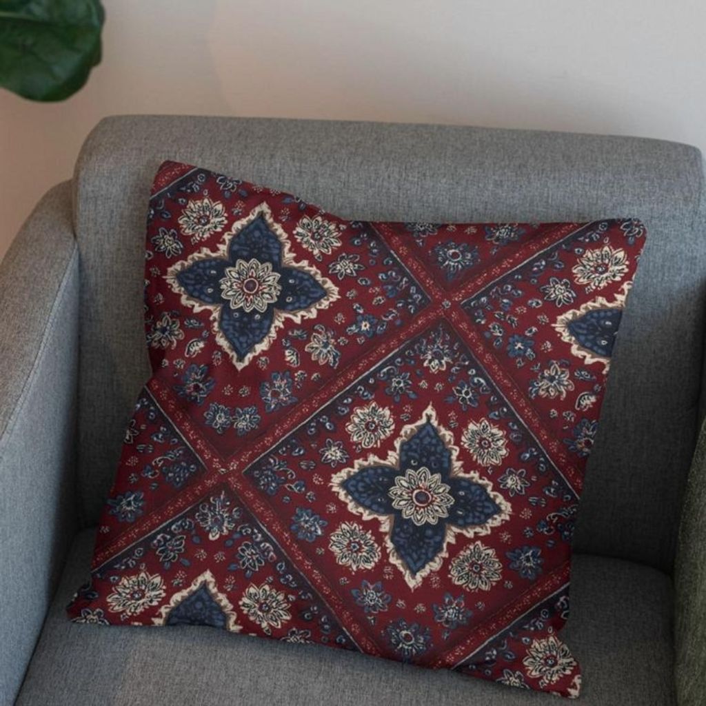 قیمت ارزان پارچه مخمل روبالشی پارچه باما طرح سه بعدی فرش ایرانی کد 5014679