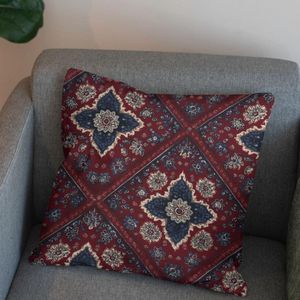 قیمت ارزان پارچه مخمل روبالشی پارچه باما طرح سه بعدی فرش ایرانی کد 5014679