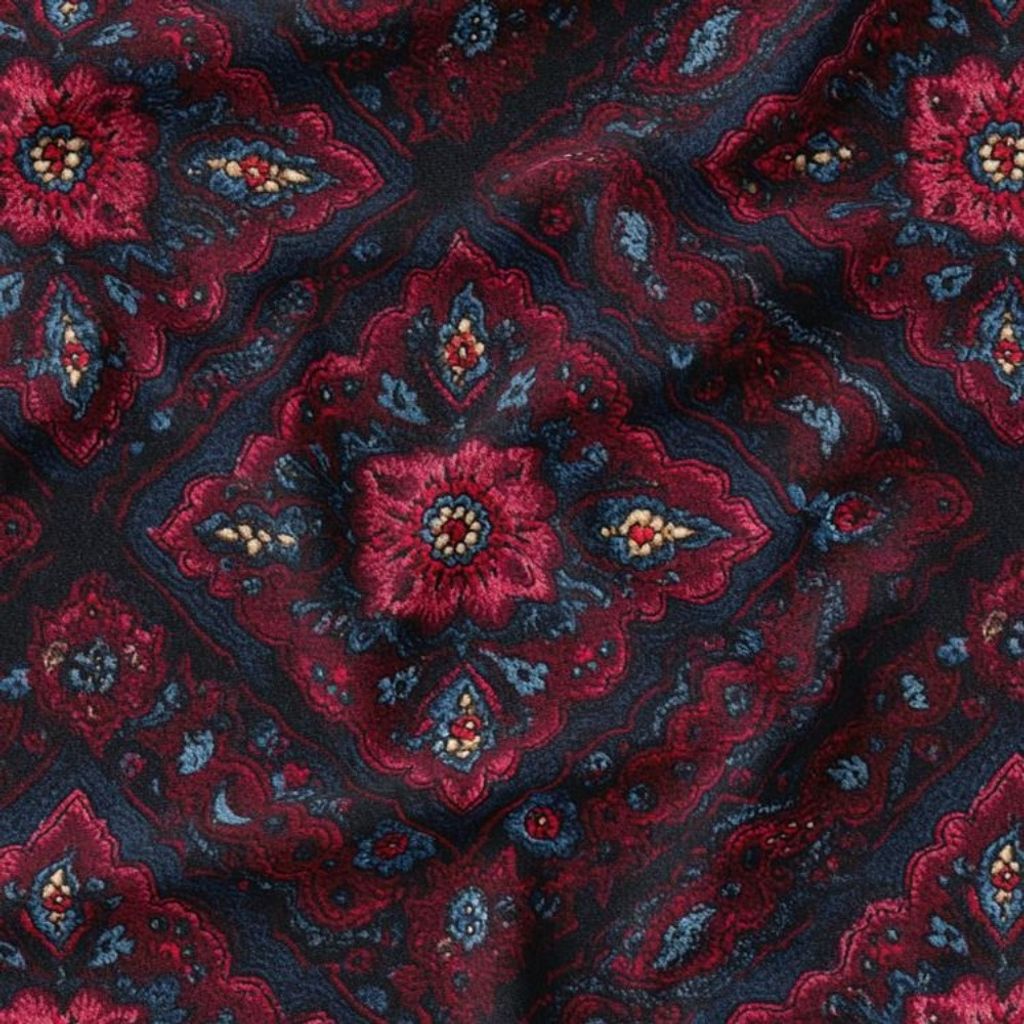 خرید انلاین پارچه مخمل روبالشی پارچه باما طرح سه بعدی فرش ایرانی کد 5014680