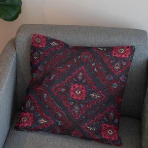 خرید انلاین پارچه مخمل روبالشی پارچه باما طرح سه بعدی فرش ایرانی کد 5014680