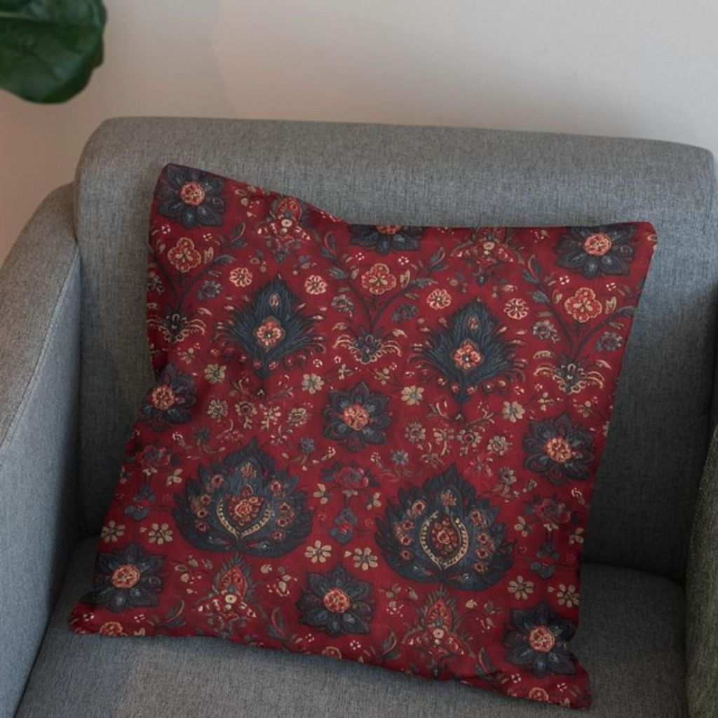 خرید اینترنتی پارچه مخمل روبالشی پارچه باما طرح سه بعدی فرش ایرانی کد 5014681