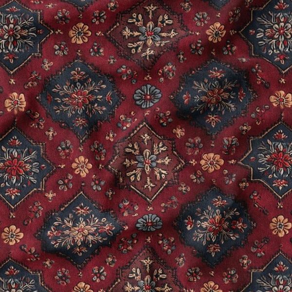 پارچه مخمل روبالشی پارچه باما طرح سه بعدی فرش ایرانی کد 5014682