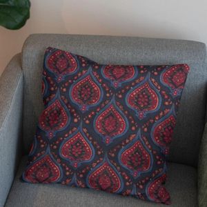 خرید آنلاین پارچه مخمل روبالشی پارچه باما طرح سه بعدی فرش ایرانی کد 5014685