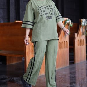 ست تیشرت و شلوار زنانه فری‌سایز چاپ اور