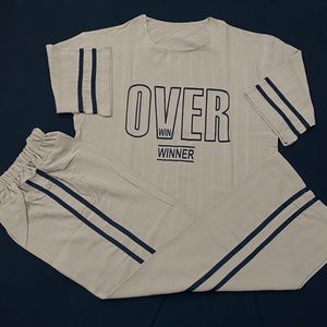 خرید اینترنتی ست تیشرت و شلوار زنانه فری‌سایز چاپ اور