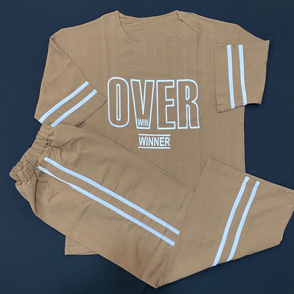 قیمت ارزان ست تیشرت و شلوار زنانه فری‌سایز چاپ اور